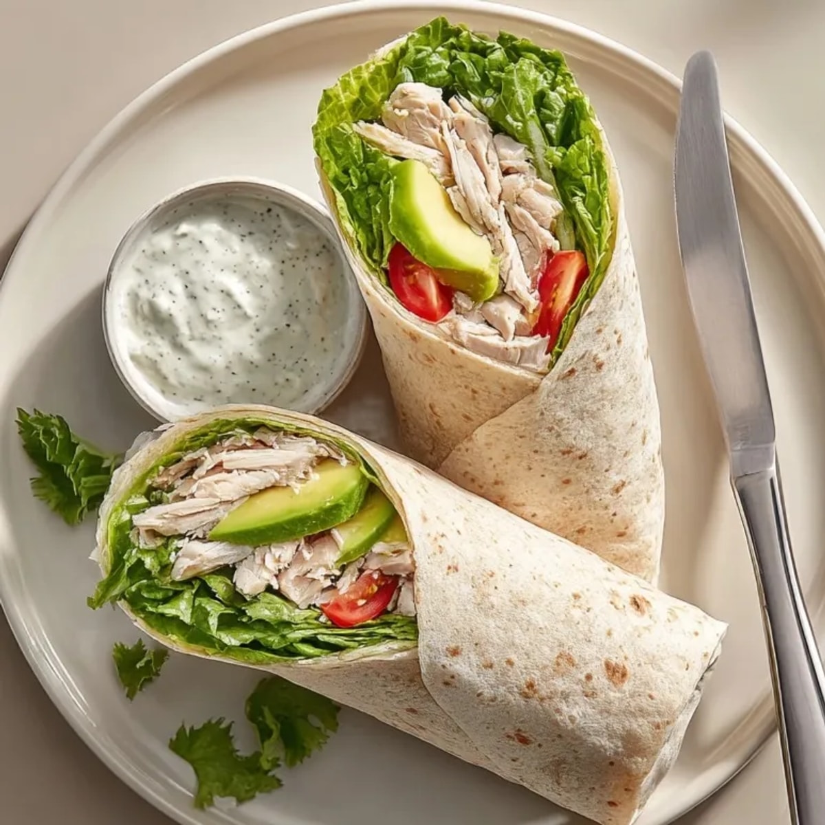 Turkey & Avocado Ranch Wraps, ready to eat, full of creamy avocado and savory turkey.
