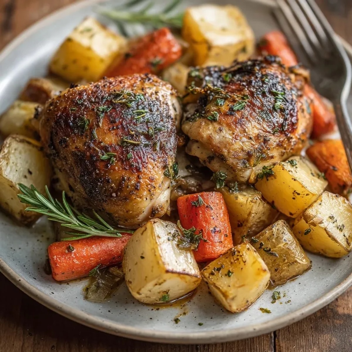 Golden Herb-Roasted Chicken with Root Vegetables: See tender chicken, perfectly browned, surrounded by colorful veggies.