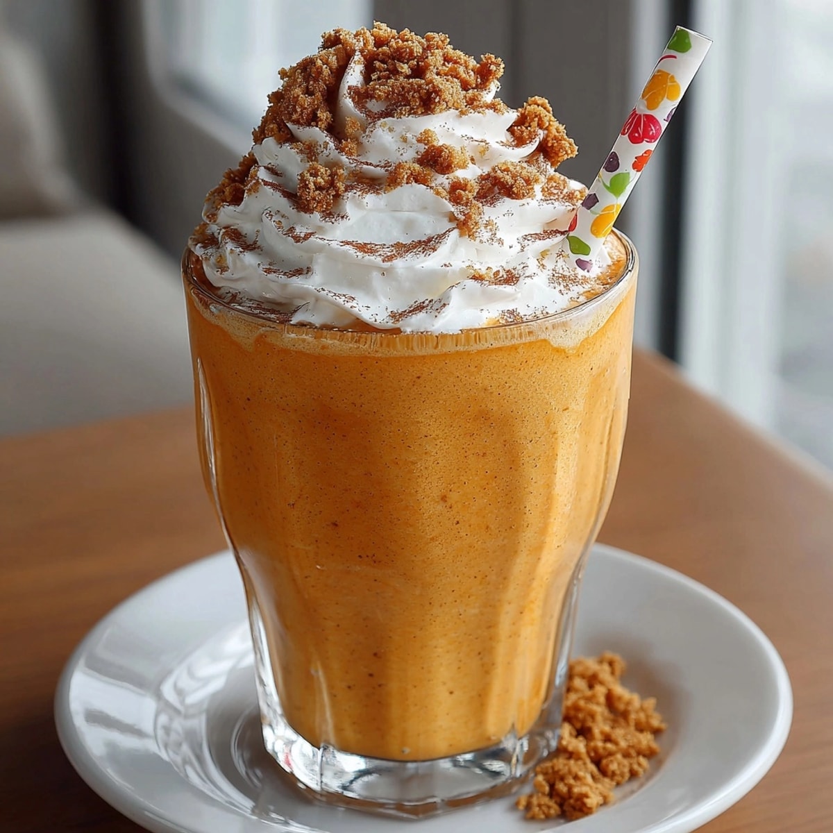 Creamy Pumpkin Pie Smoothie blended to perfection, ready to be poured in glass.