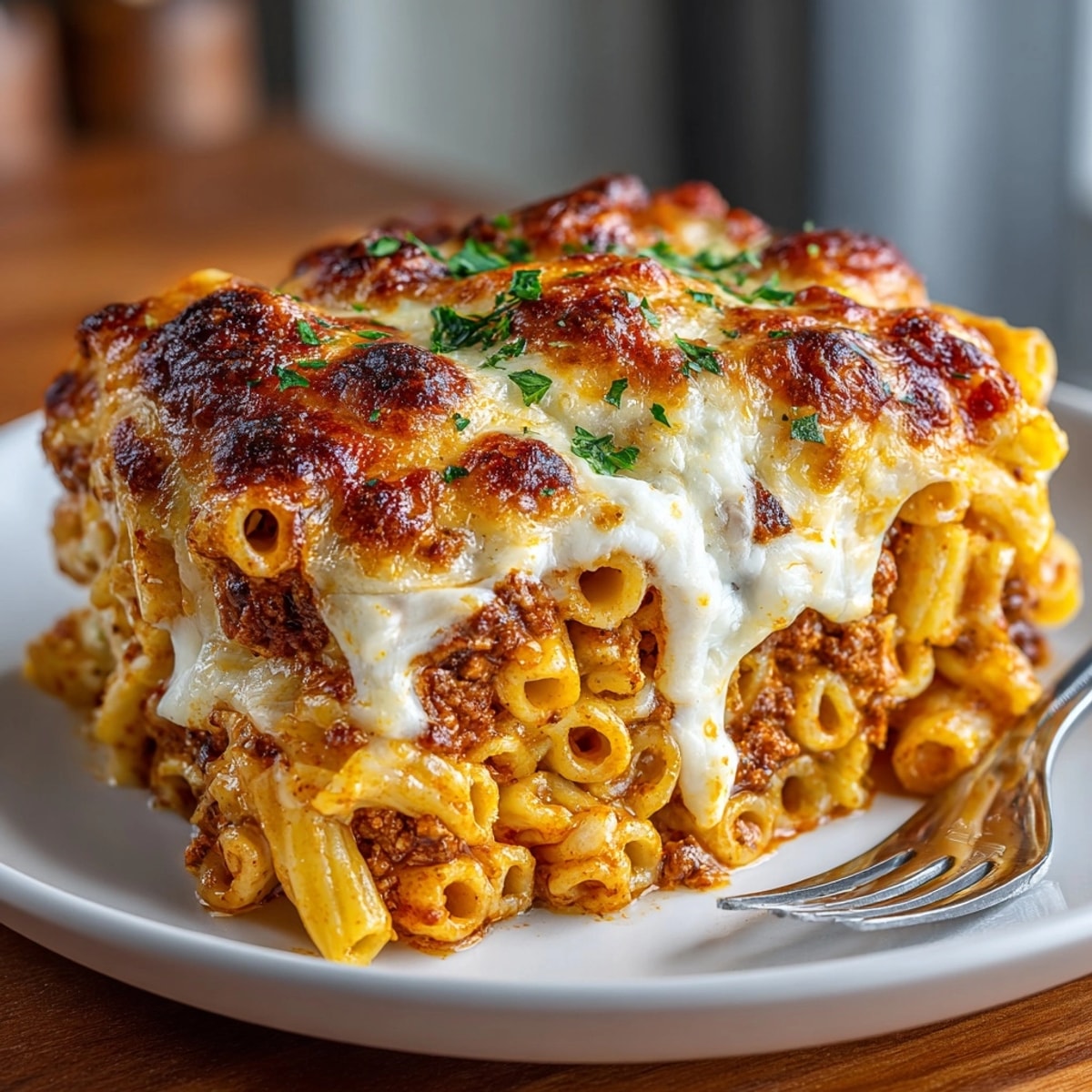 Golden, bubbly Budget Baked Ziti fresh from the oven awaits satisfying cheesy pasta cravings.