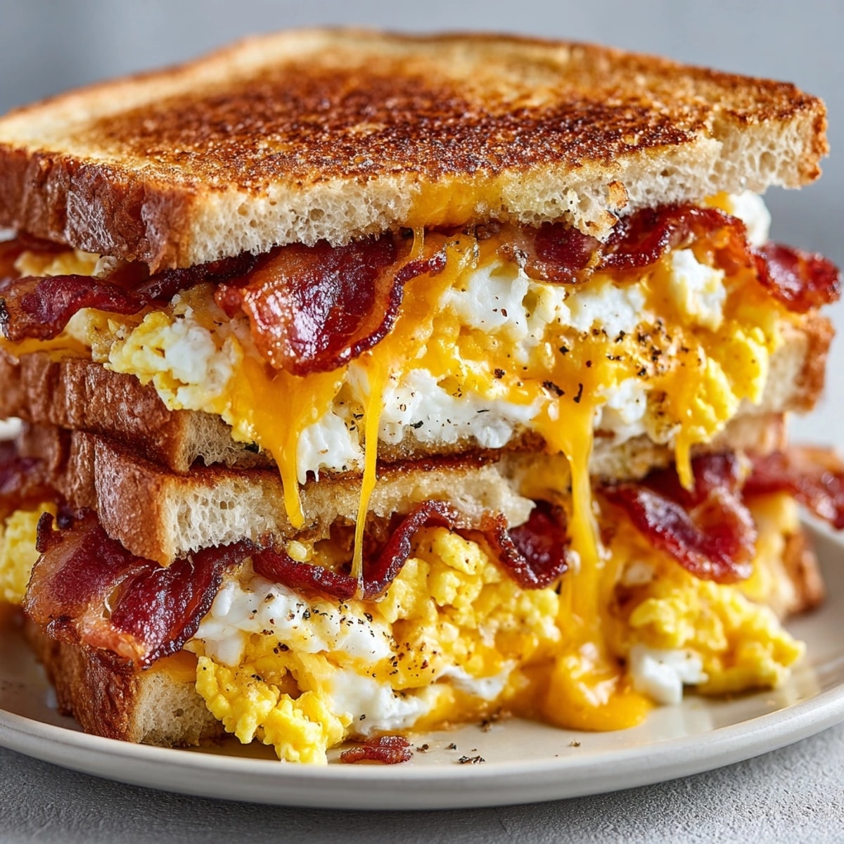Imagine a warm Bacon, Egg, and Cheese Grilled Cheese, ready for dipping in tomato soup.