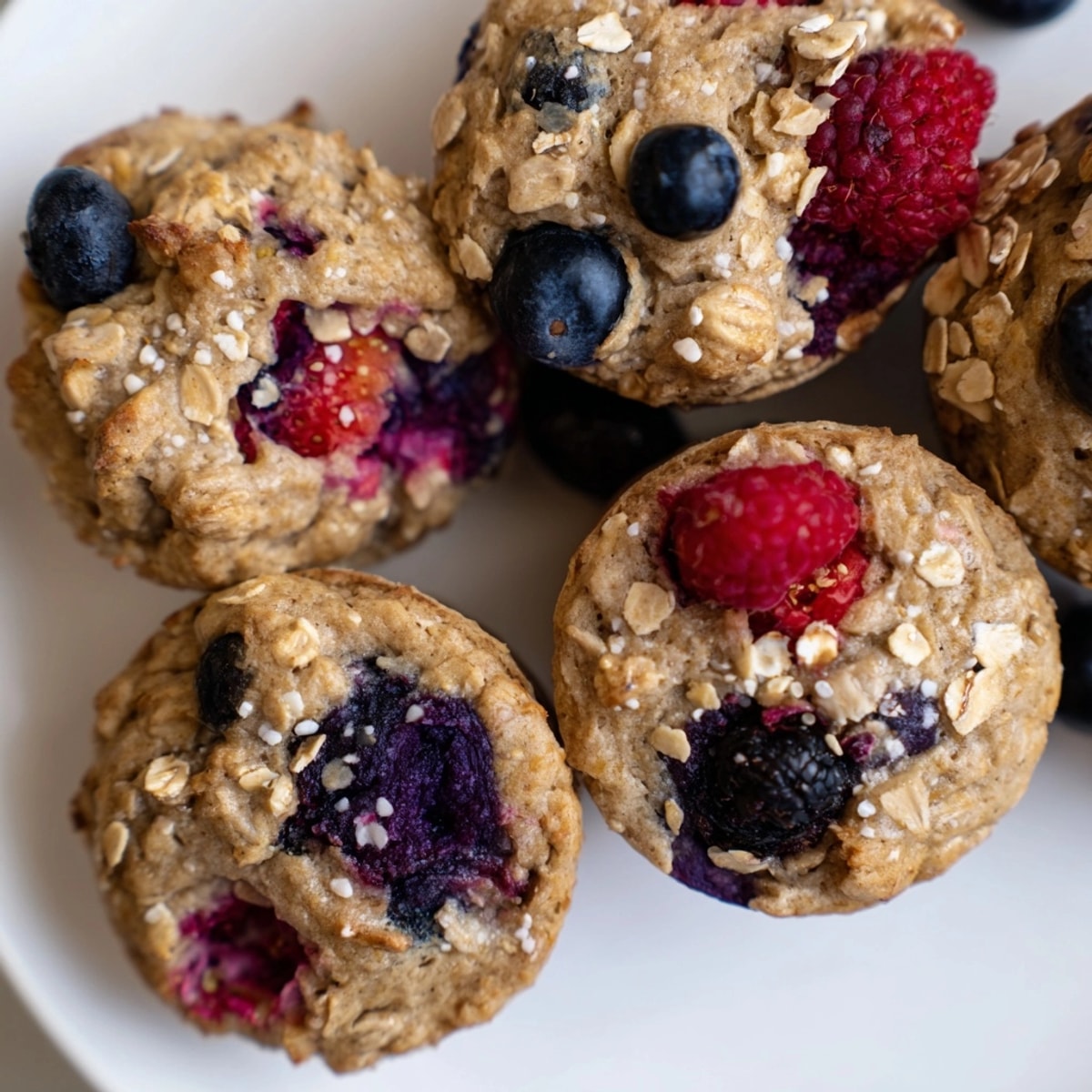 Baking sheet filled with delicious Protein Mixed Berry Muffin Tops, fresh from the oven.