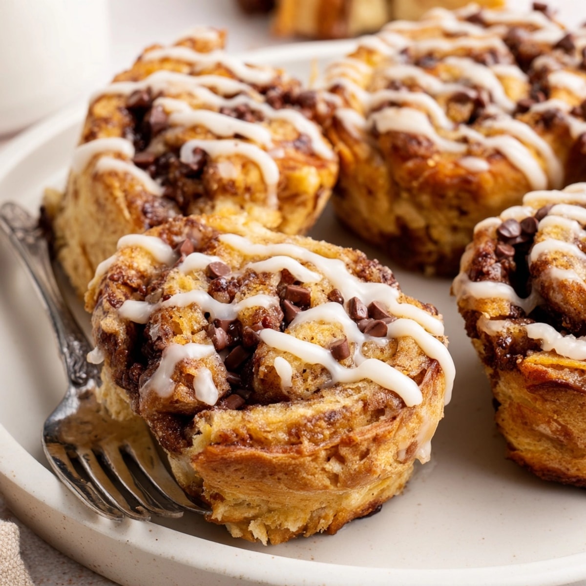 A batch of Chocolate Cinnamon Roll Scones, perfect brunch pastries, served alongside coffee.