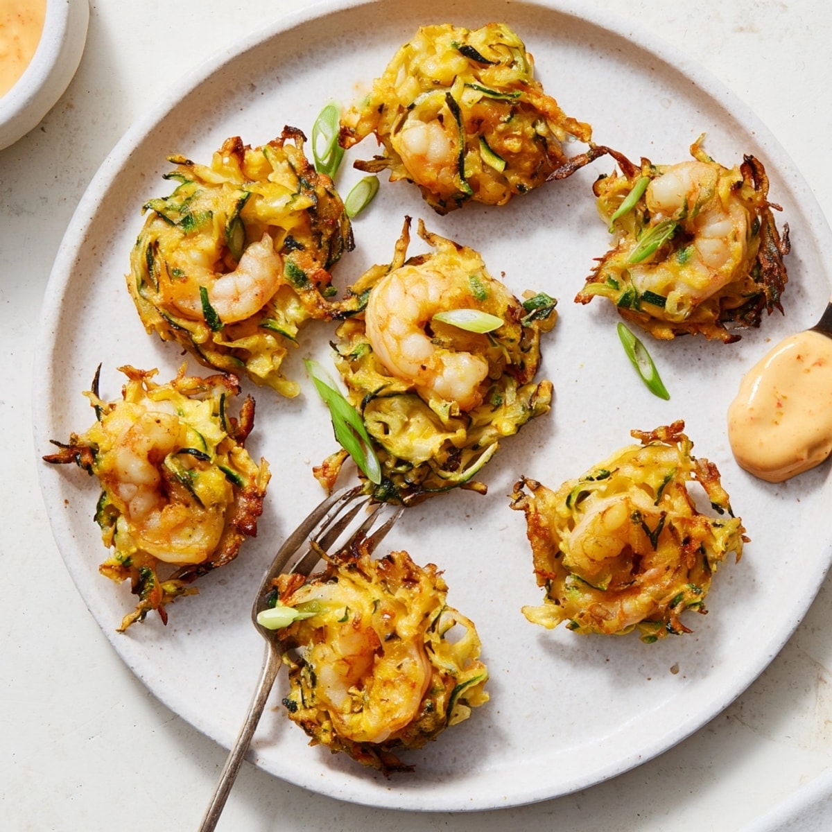 Homemade Shrimp and Cheddar Zucchini Fritters: a flavorful appetizer, ready to serve!