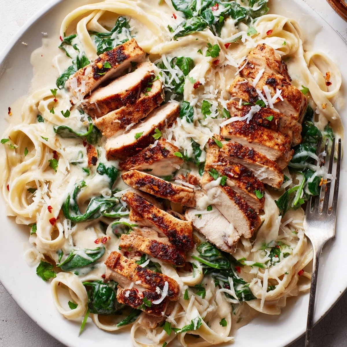 Cajun Chicken Spinach Alfredo Pasta