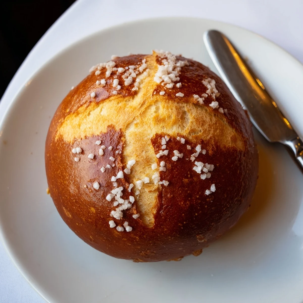 Soft Bavarian Pretzel Rolls glistening with coarse salt, perfect for savory snacks.  
