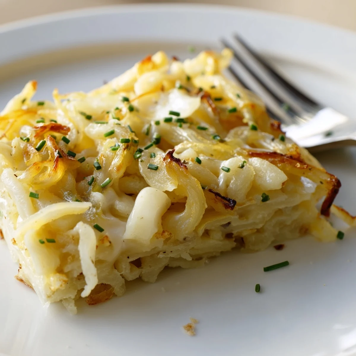 Oven-baked Cheesy Spaetzle Bake, featuring tender noodles and a cheesy topping.