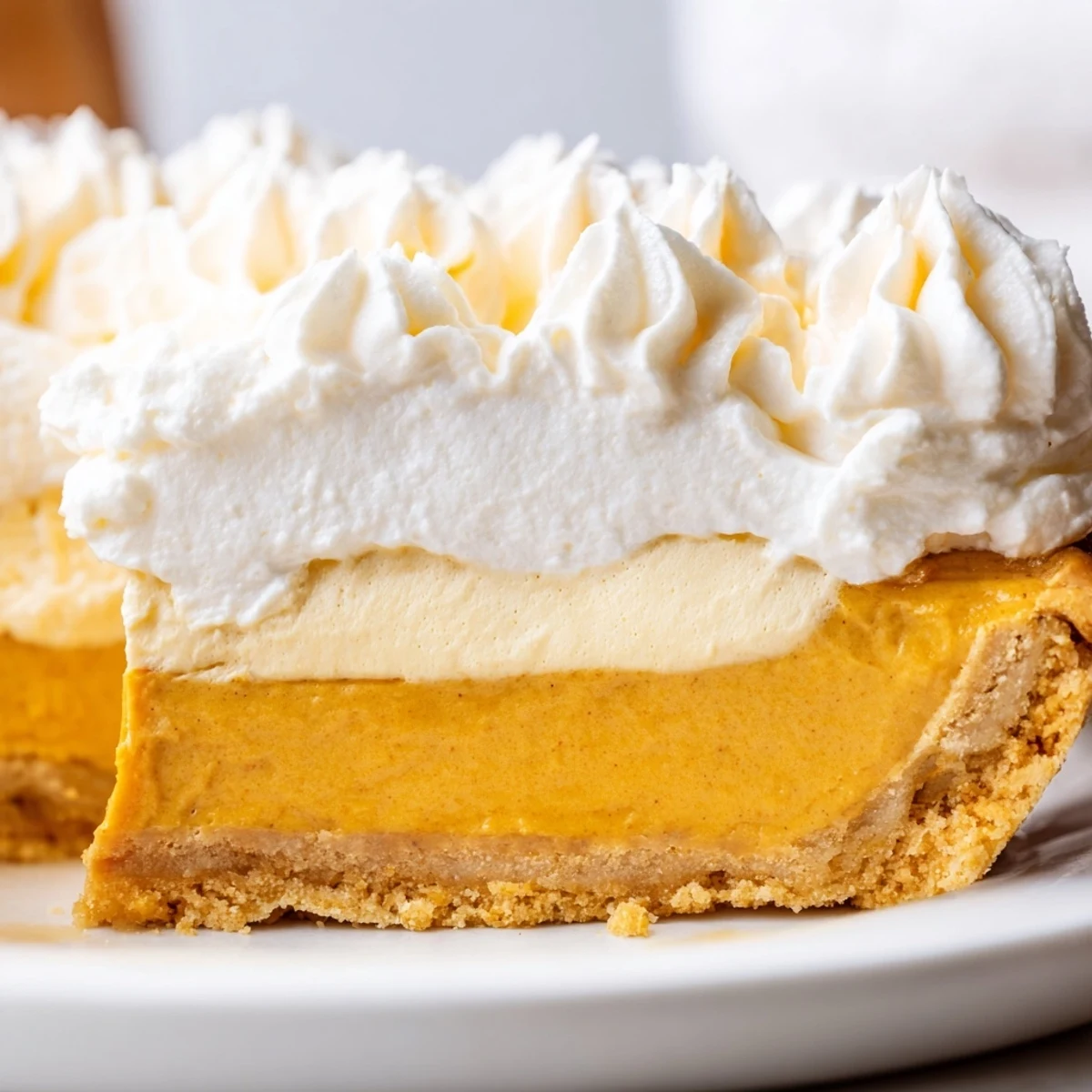 Enjoy a slice of butterscotch pumpkin cream pie, perfect for cozy fall celebrations.  