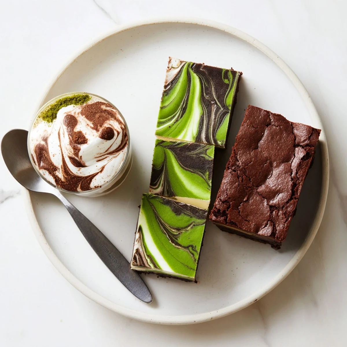 Mini cups of chai tiramisu layered with ladyfingers, mascarpone, and aromatic spices.  