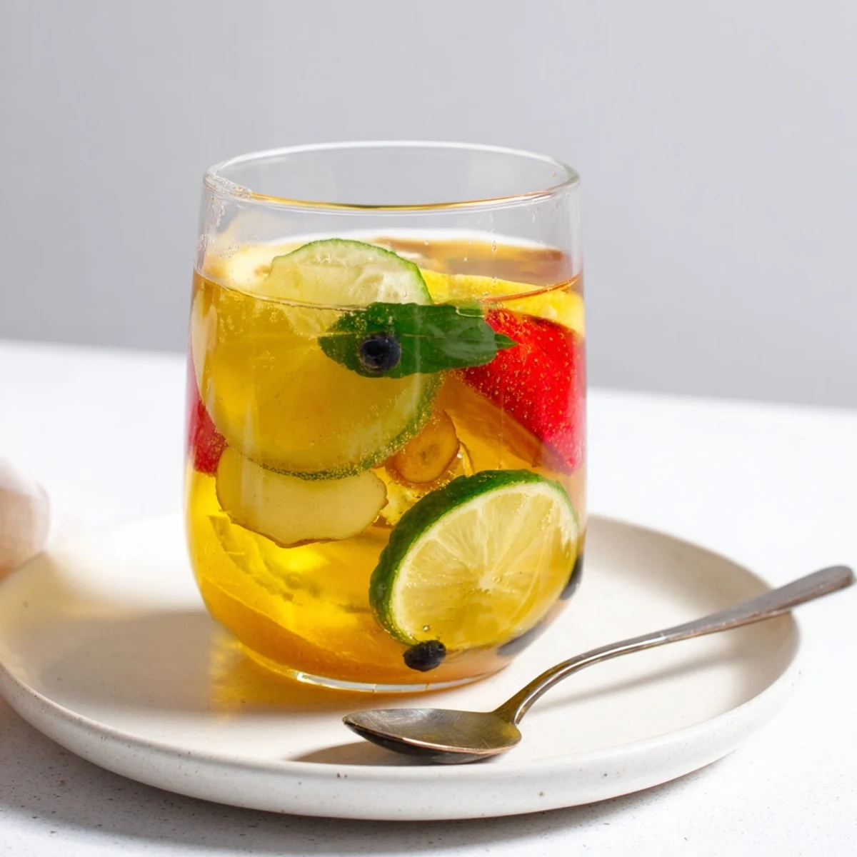 Refreshing Kombucha-style mocktails in vibrant glass bottles, bursting with fruity flavors.  