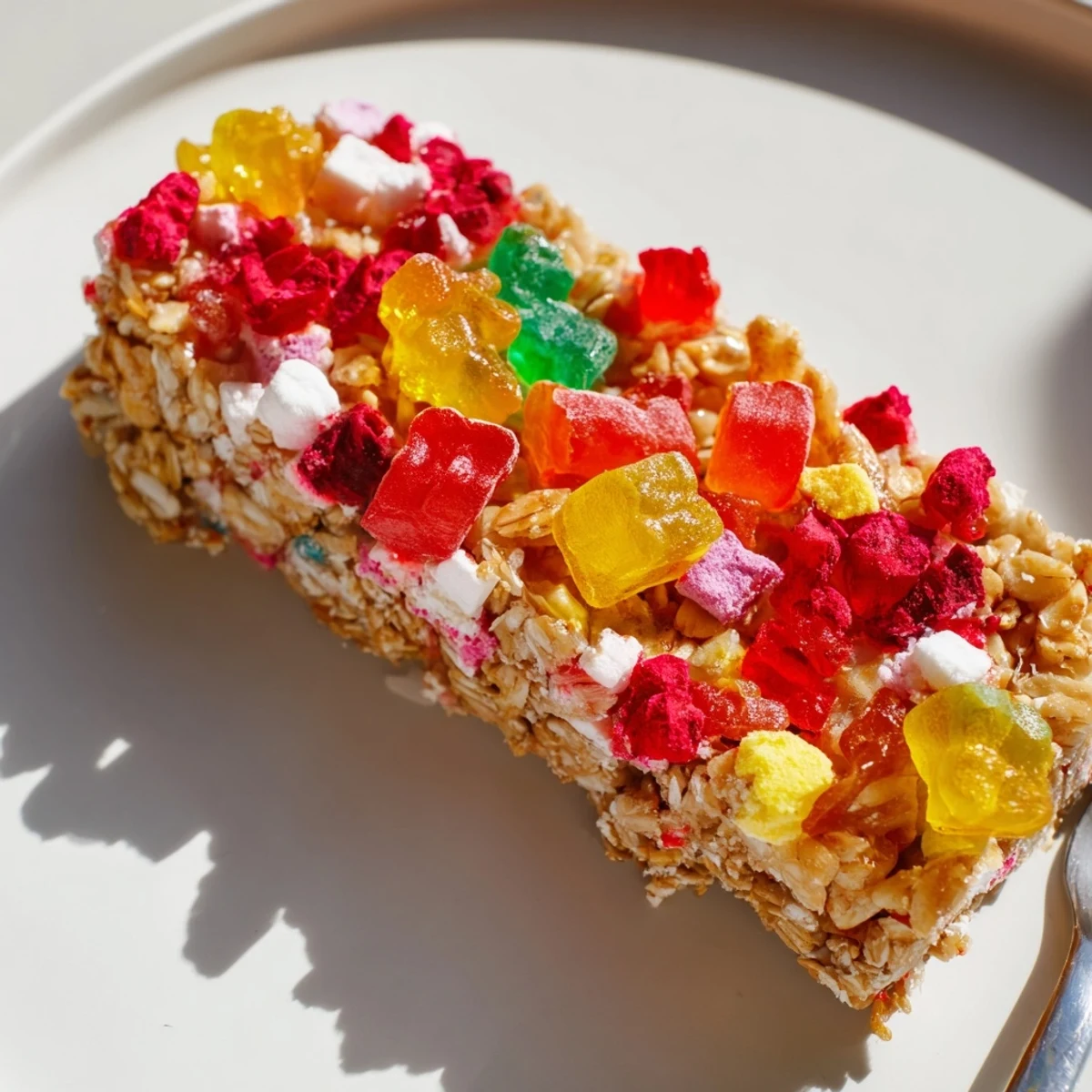 Colorful DIY Snack Bars showcase chewy gummies and crunchy freeze-dried candy layers.
