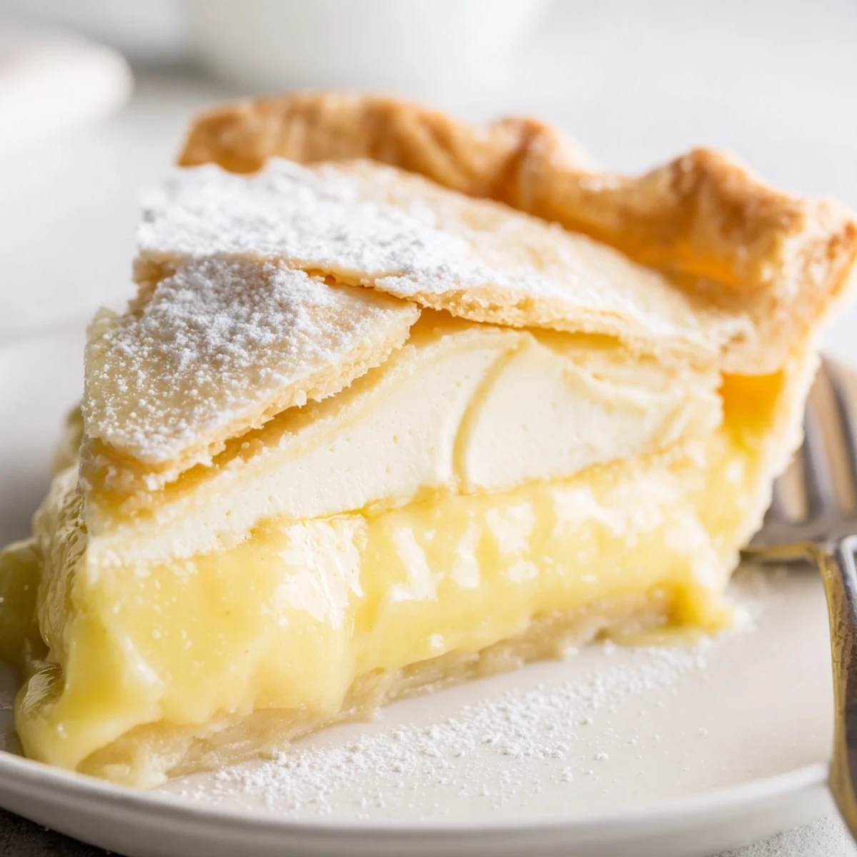 Creamy water pie with golden crust, perfect for satisfying sweet cravings.  