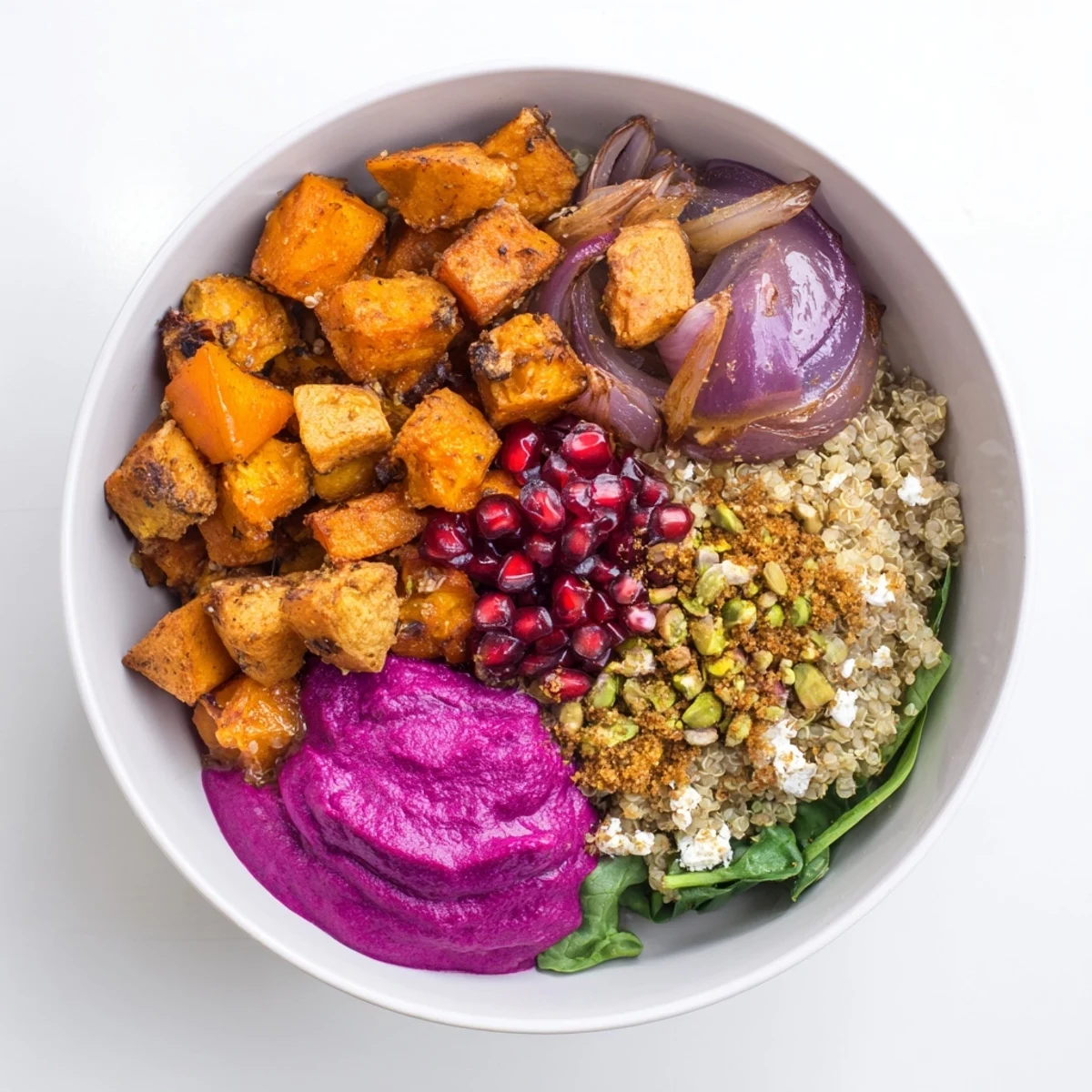 A hearty Spiced Winter Bowl filled with roasted vegetables and vibrant flavors.  
