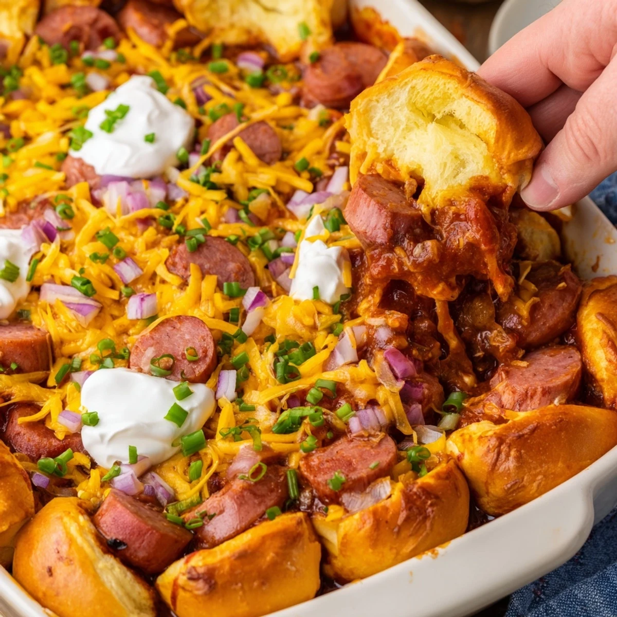 Hearty Chili Dog Casserole, perfect for game day and family gatherings.  