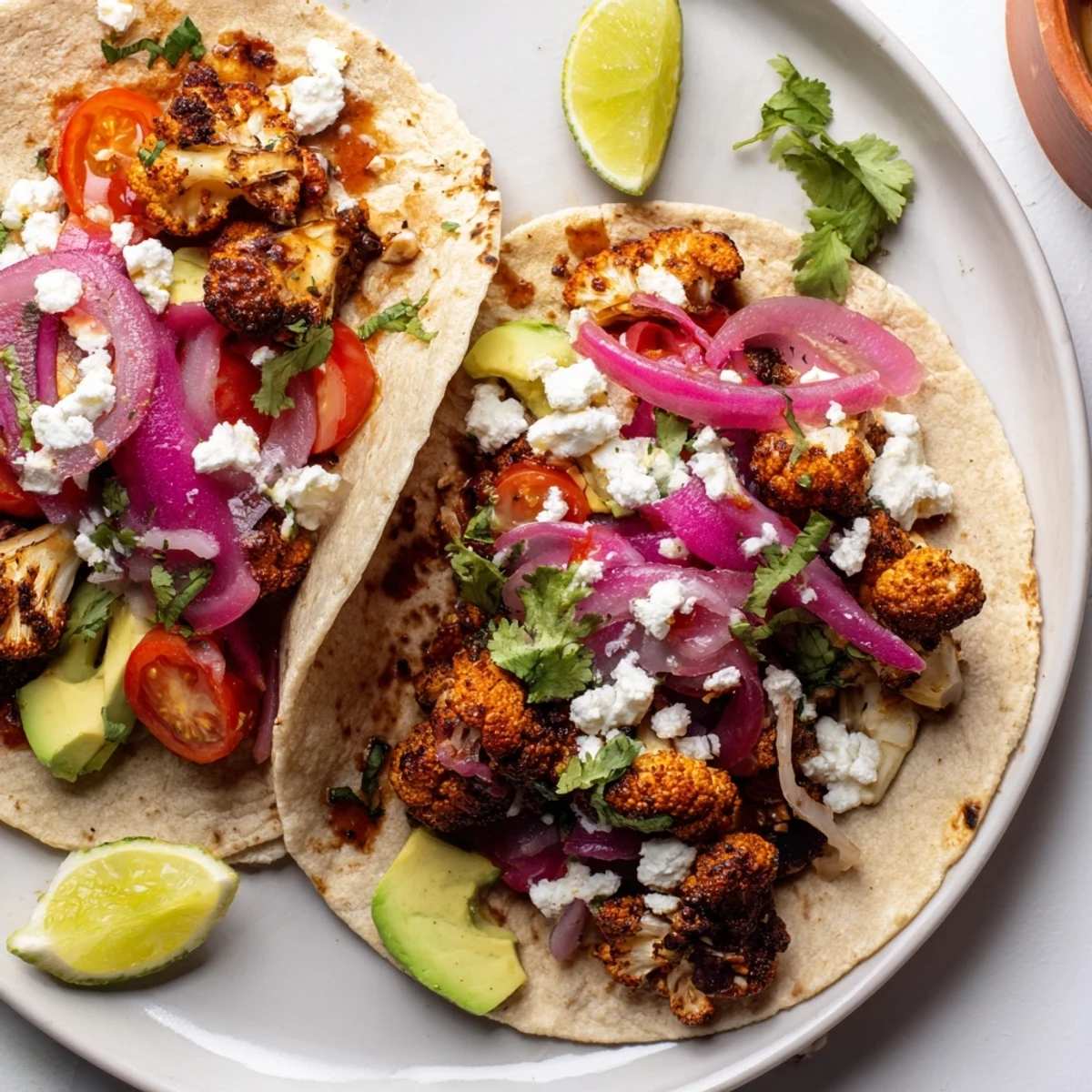 Roasted Cauliflower Feta Tacos