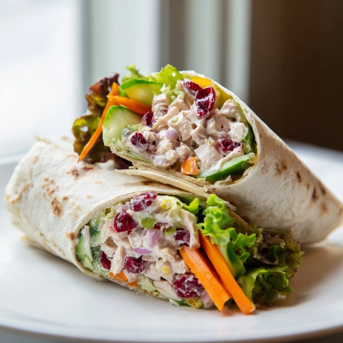 Vibrant Cranberry Relish Chicken Salad Wraps: a close-up of fresh, flavorful fillings ready to roll.