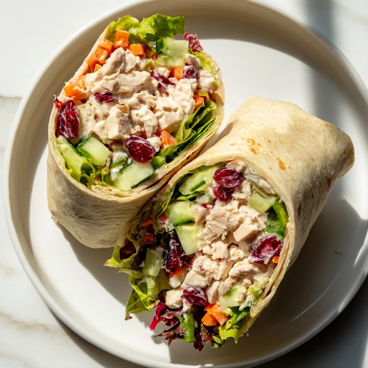 Tender chicken and sweet cranberry relish star in these delicious Cranberry Relish Chicken Salad Wraps, perfect for lunch.