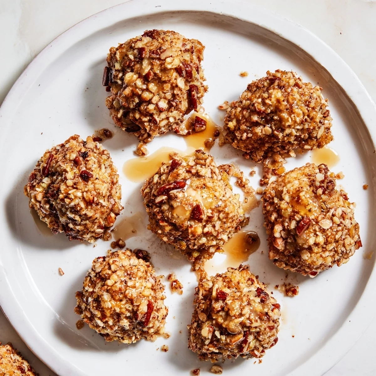 Crispy, golden pecan crust coats each bite of tender maple Dijon chicken, ready to eat.
