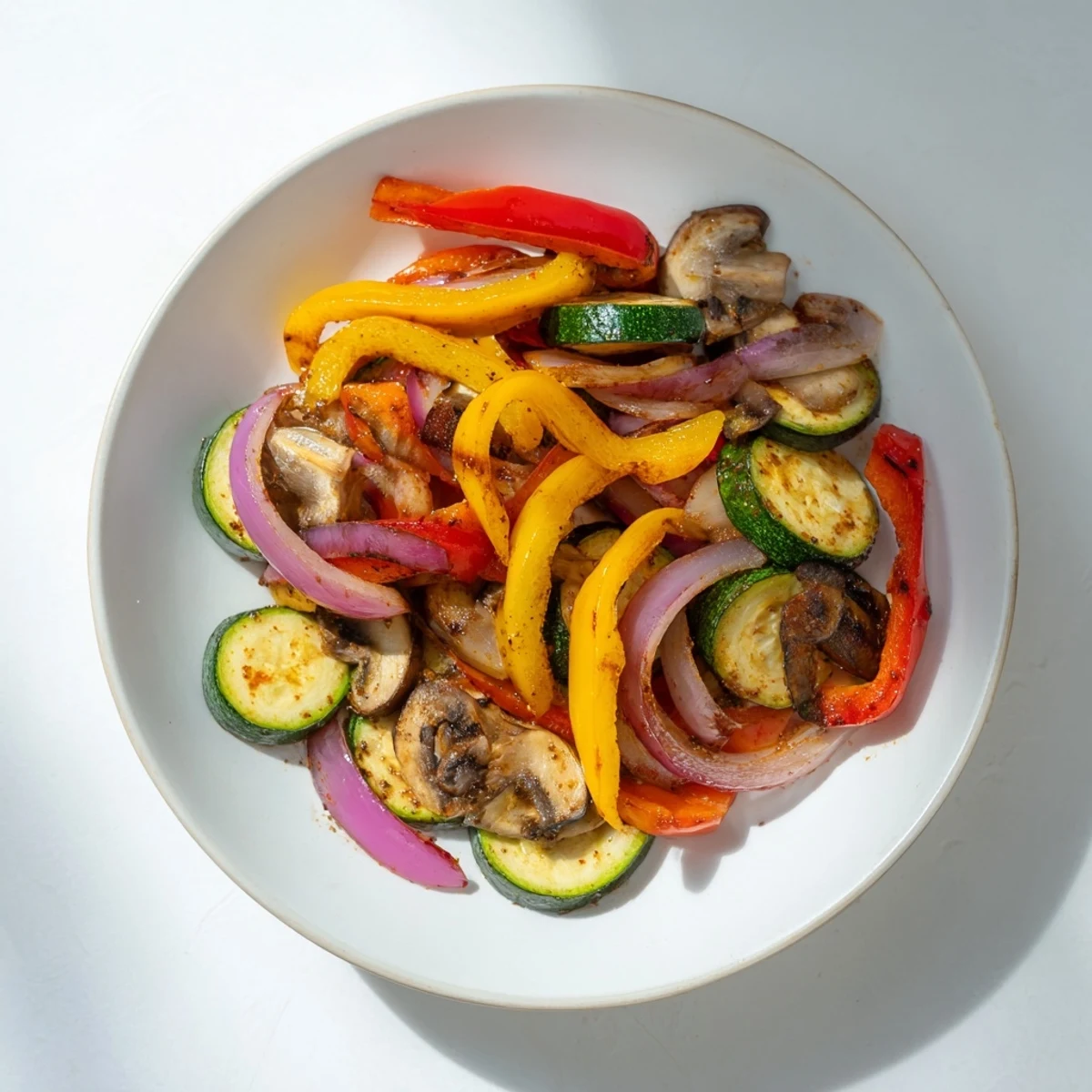 Vibrant veggie skillet fajitas sizzling in a cast-iron pan, perfect for a quick and flavorful Tex-Mex dinner.