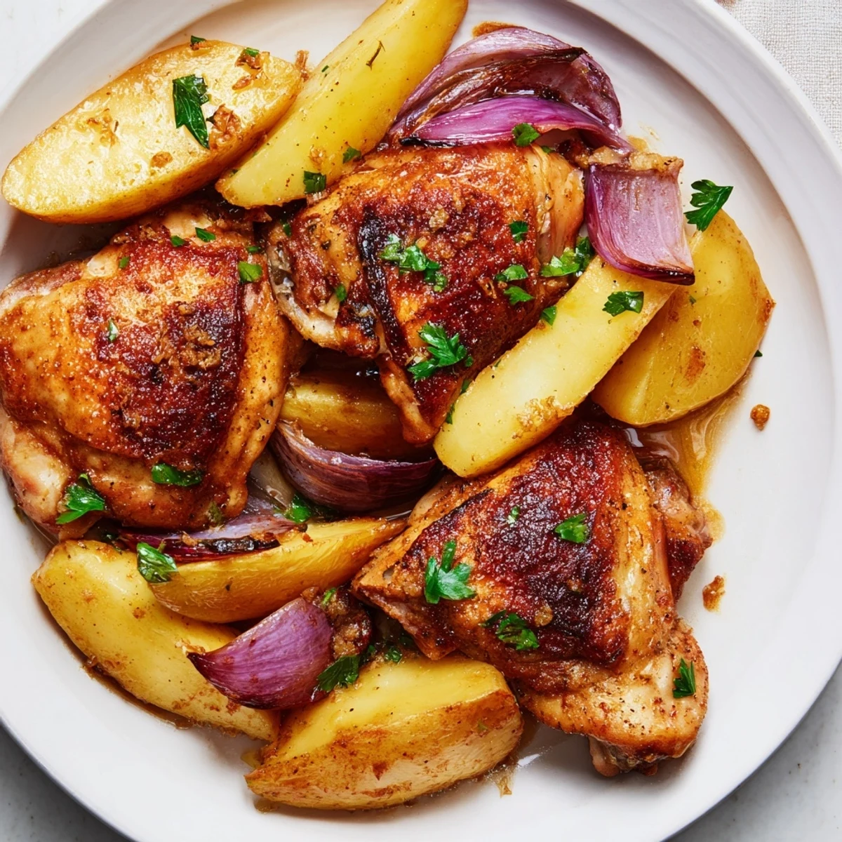 Golden Greek lemon chicken and potatoes, a flavorful sheet pan dinner ready in under an hour.