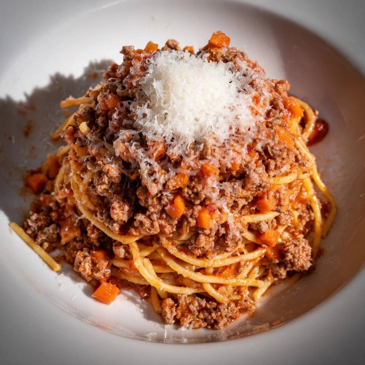 Classic Tuscan Ragu simmering slowly, a rich meat sauce ready for a delicious pasta meal.