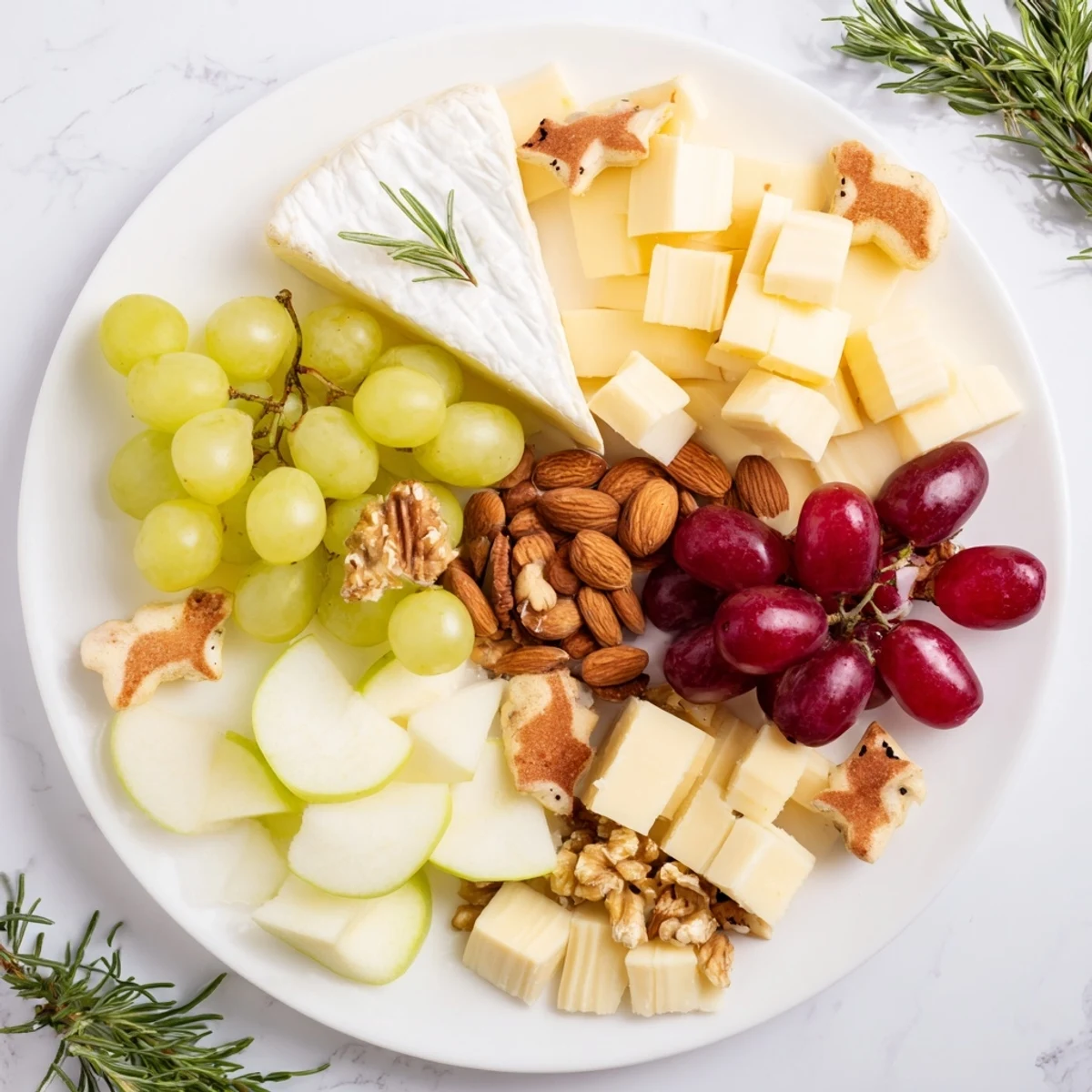 A beautifully arranged Cozy Forest Animal Board features an array of delicious cheeses, meats, crackers, and fruits.