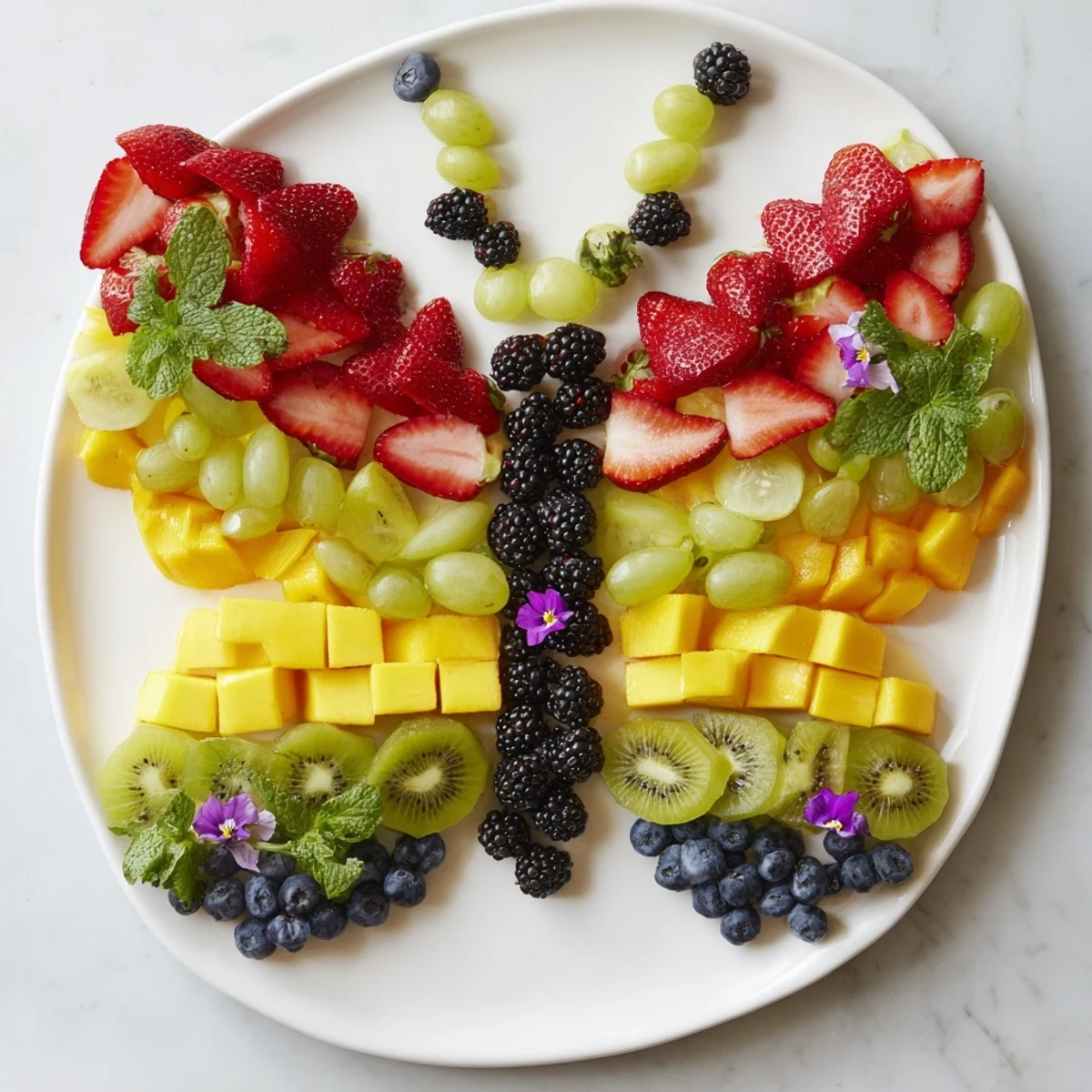 Butterfly Bloom Fruit Board is a colorful, artful arrangement of fresh fruits for a party.