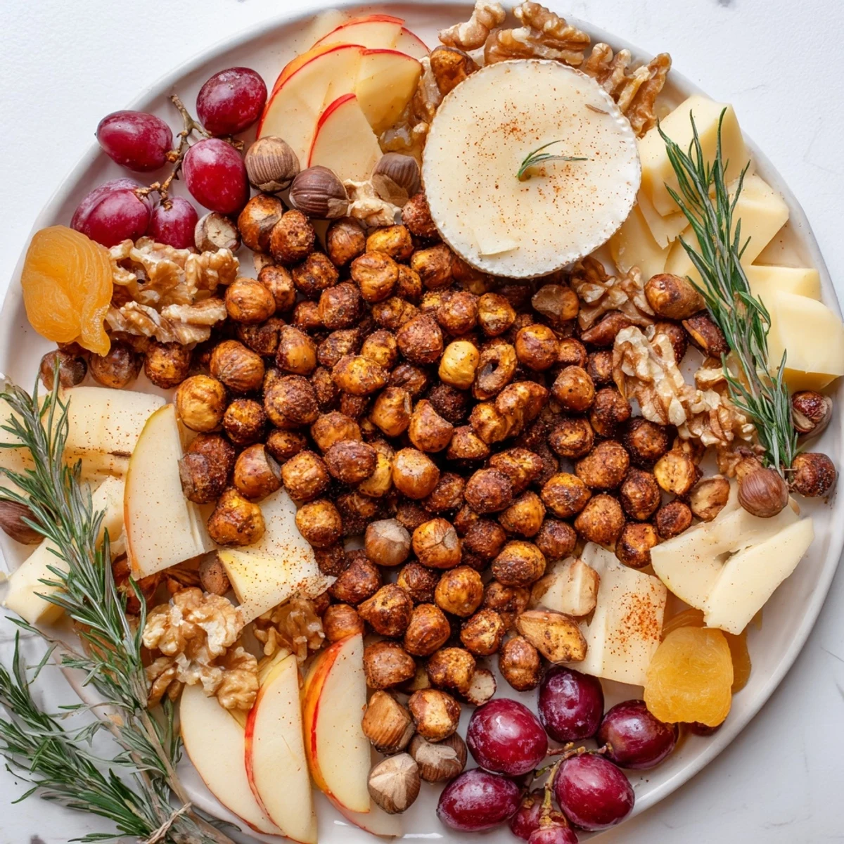 Delectable Squirrels Acorn Hoard Platter featuring colorful dried fruits alongside tempting roasted acorn bites.