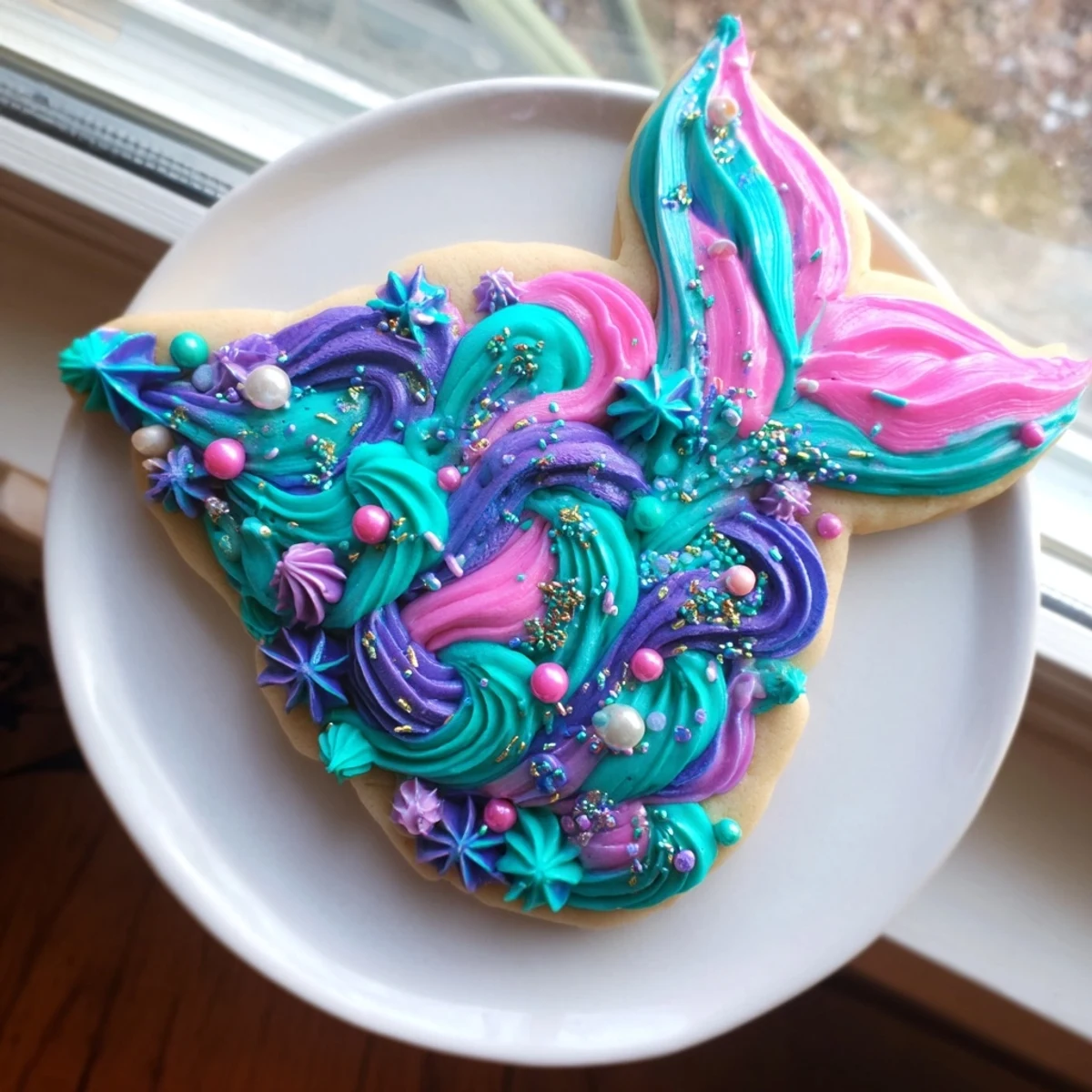 Beautiful mermaid tail sweets, vibrantly frosted, ready for a fun under the sea party.
