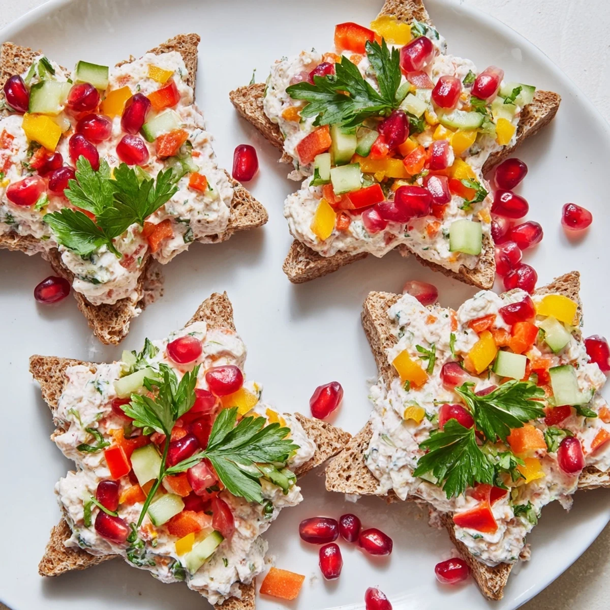 Crown Jewels Star-Shaped Sandwiches overflowing with colorful vegetables, a fun and easy appetizer for any gathering.