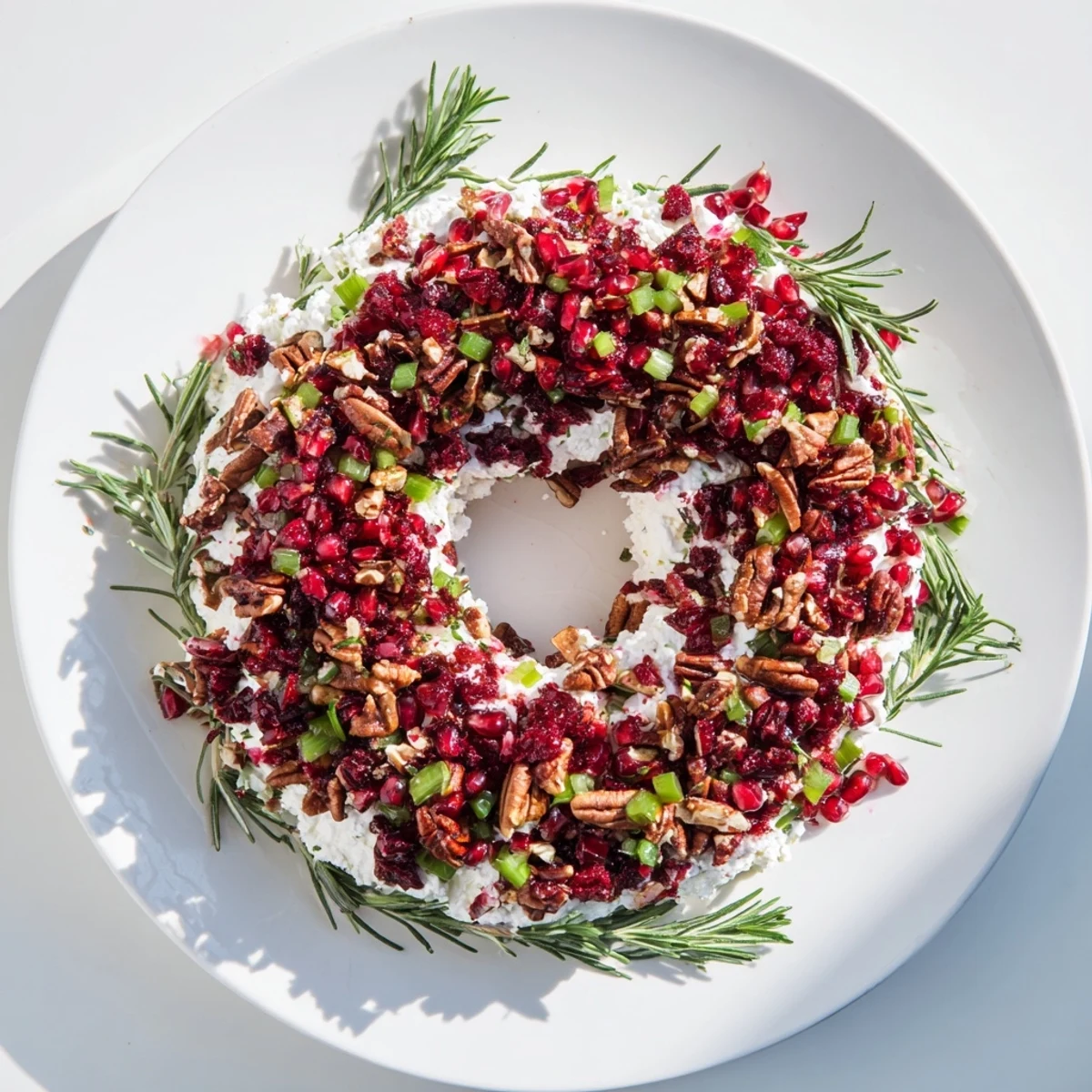 Creamy feta base topped with sweet-tart cranberry mixture, the Cranberry Feta Dip Wreath is party-ready.