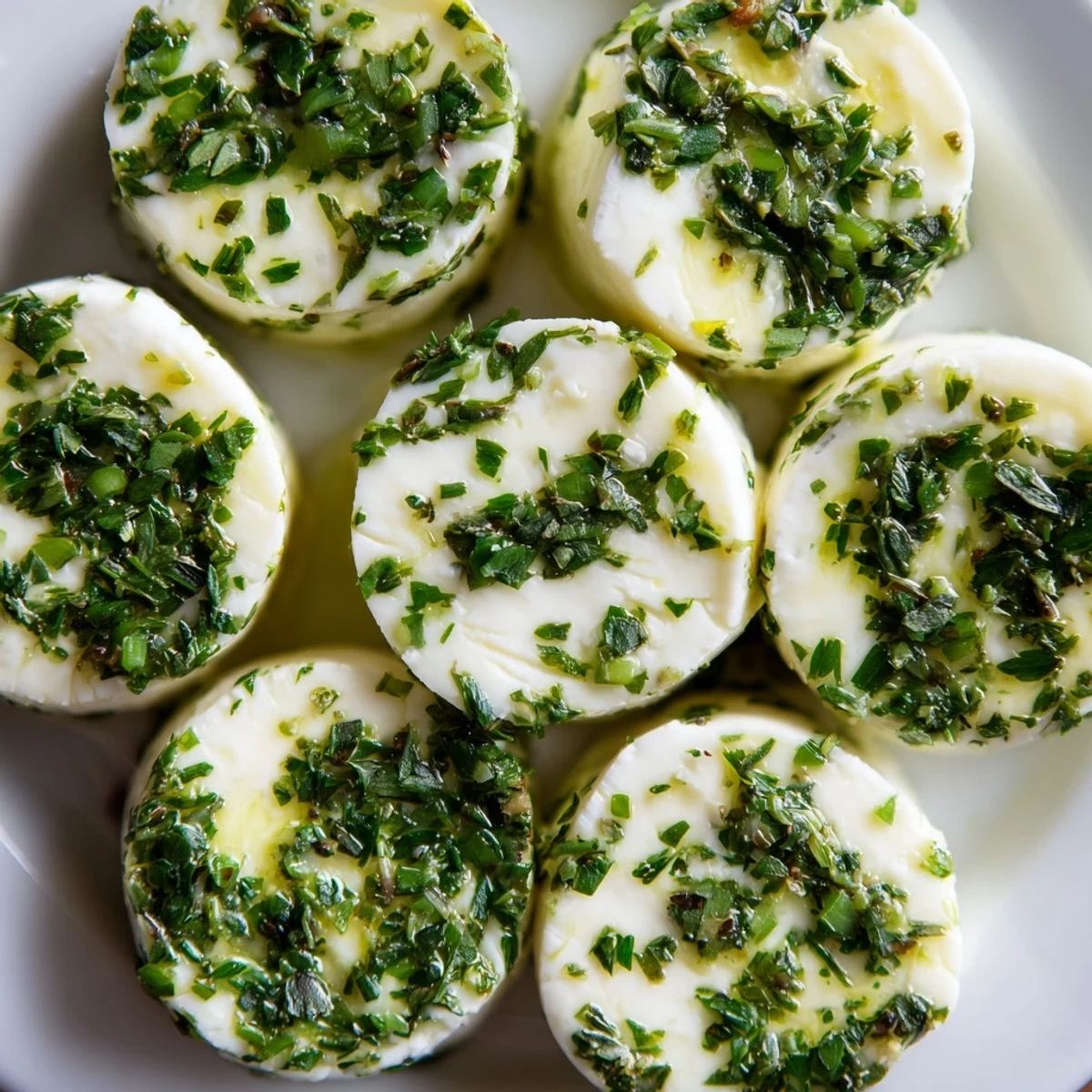 Vibrant cheese "Mossy Stones" appetizer, with herbs, ready for a cheese platter and friends.