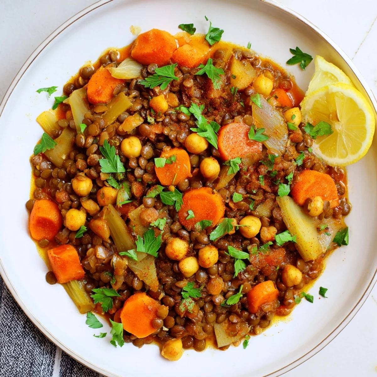 Middle Eastern Lentil Chickpea Stew