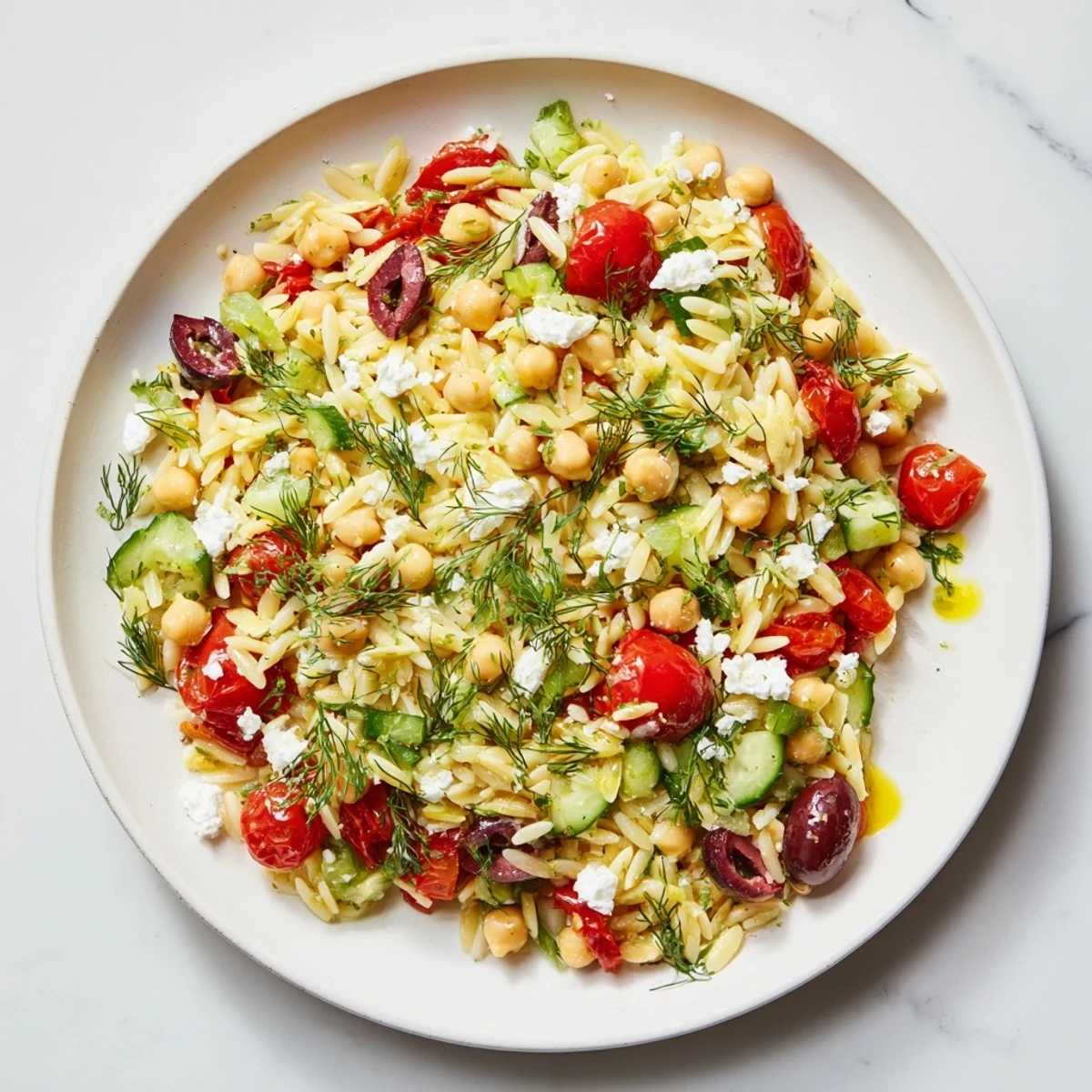 Greek Lemon Orzo Bean Salad