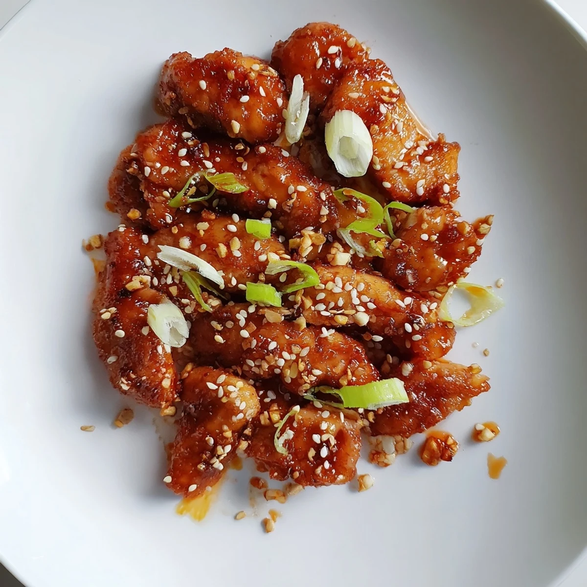 Sweet and Spicy Sriracha Honey Chicken: Glazed, golden chicken breasts glistening with a vibrant honey sriracha sauce.