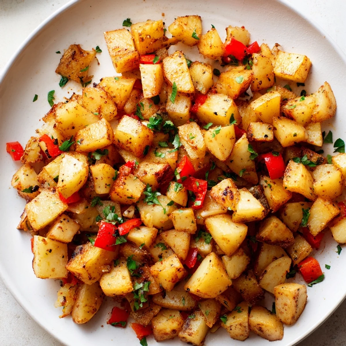 Golden, crispy air fryer breakfast potatoes, a diner-style delight, ready to serve with your eggs.