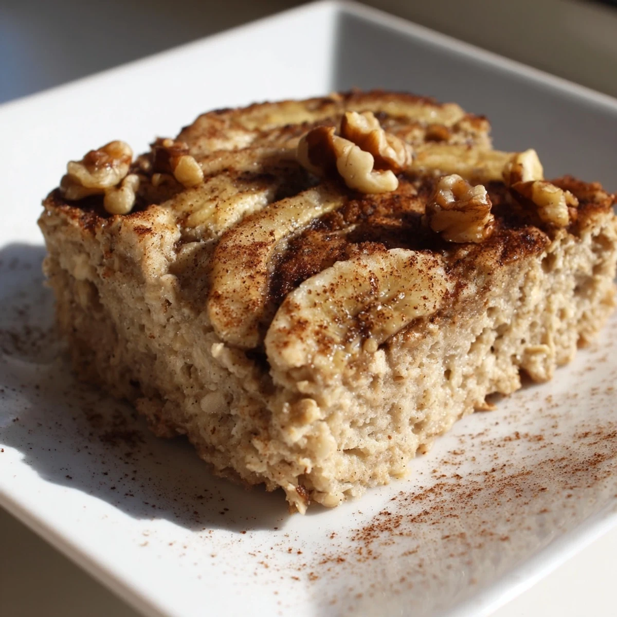 A warm square of Baked Oats That Taste Like Cake, golden-brown and ready to serve for breakfast.