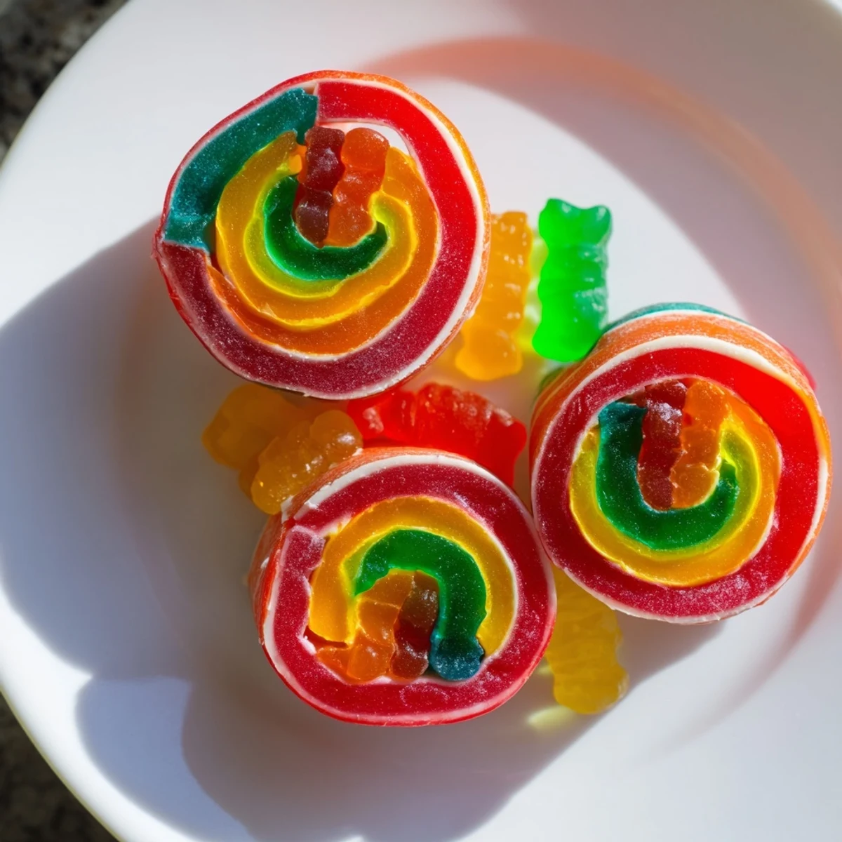 Sweet and fun, these Rainbow Candy Roll Ups are filled with colorful gummy candies.