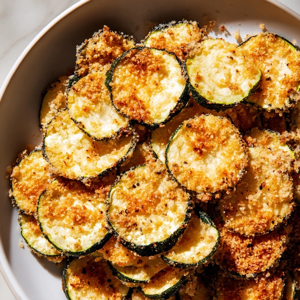 These homemade zucchini chips, lightly seasoned, offer a delicious and healthy alternative to fries.