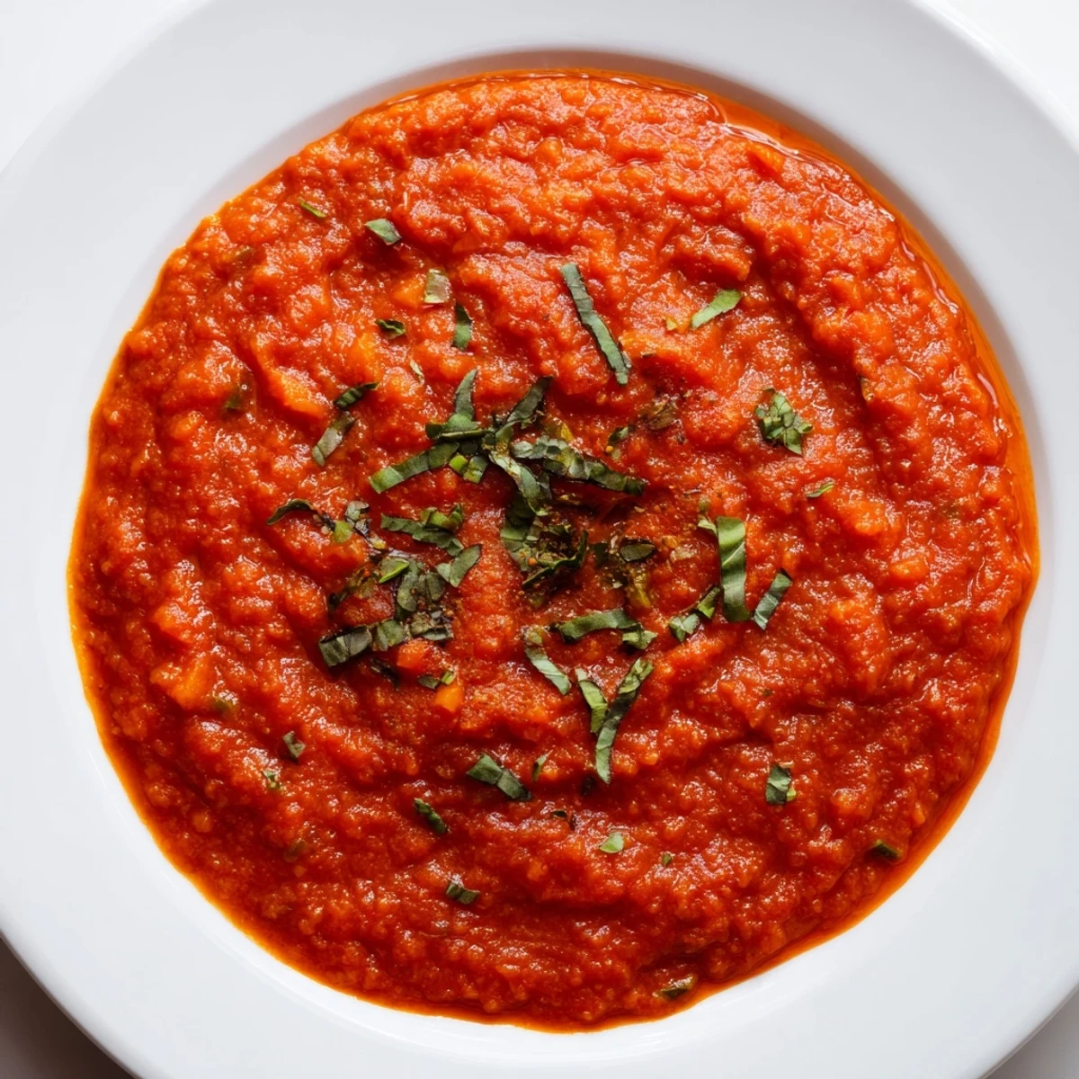 A smooth, creamy veggie-loaded tomato pasta sauce, perfect for a weeknight dinner with fragrant herbs.