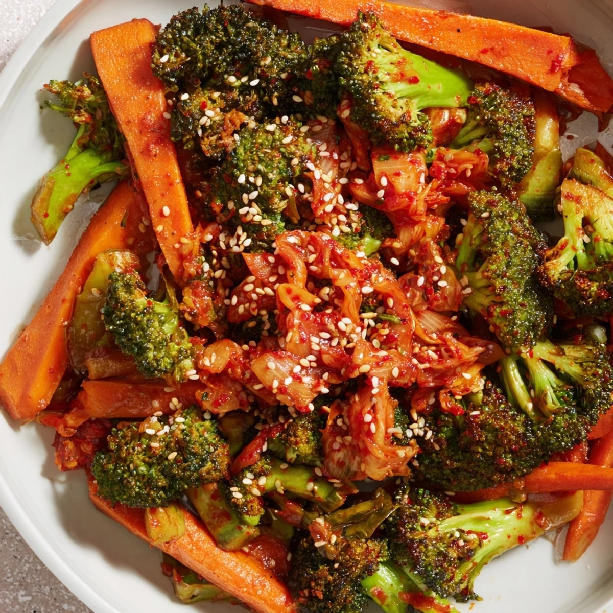 Serve the Comforting Fermented Veggie Winter Stir-Fry over steamed rice for a cozy, fiber-packed meal perfect for chilly evenings.