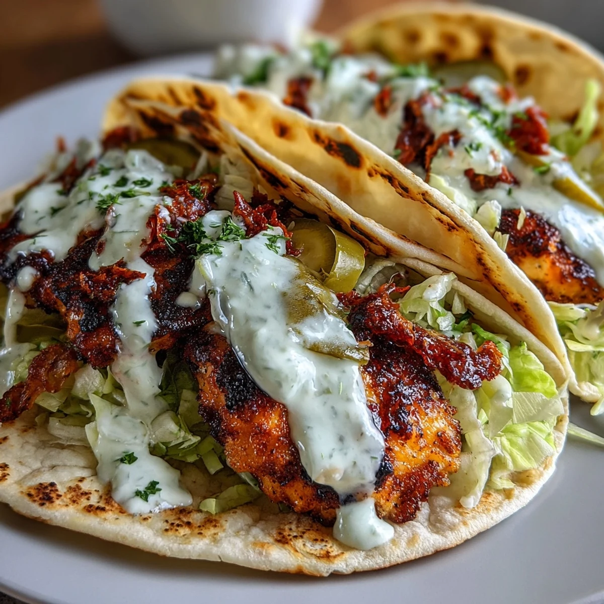 Crispy cheese lace shells a crunchy frame for juicy, ranch-seasoned chicken and fresh toppings in this savory taco.  