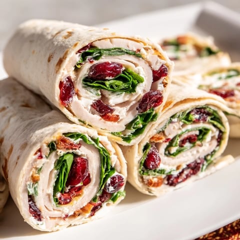 Beautiful display of chilled Turkey Cranberry Pinwheels, perfect appetizer for your next party.