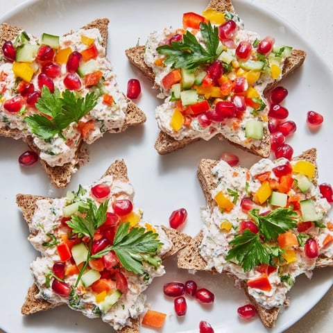 Crown Jewels Star-Shaped Sandwiches overflowing with colorful vegetables, a fun and easy appetizer for any gathering.