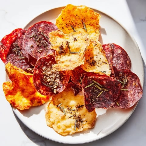 Crispy, golden-brown charcuterie chips on a platter, ready to be enjoyed as a savory appetizer.