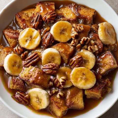 A bowl of food with bananas and nuts.