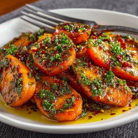A plate of spicy honey-glazed carrots.
