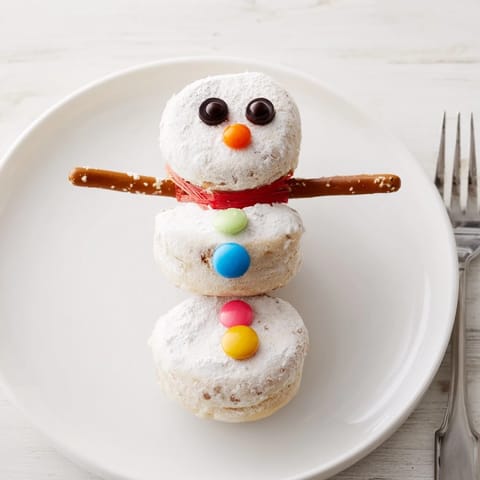 Mini Donut Snowman Stack