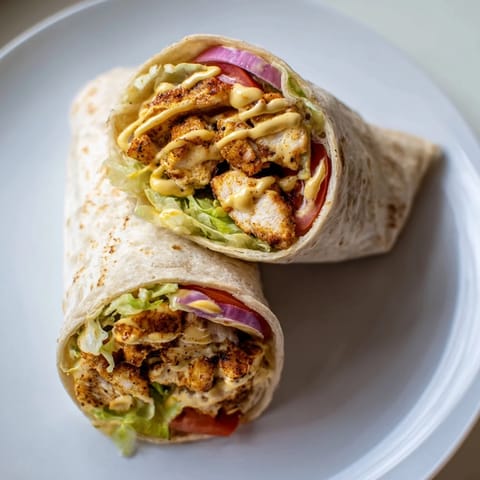 Close-up of a delicious, easy-to-make honey mustard chicken wrap, perfect for lunch.
