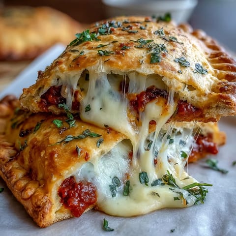 Homemade High Protein Pizza Hot Pockets lined up on a baking sheet, golden brown and perfectly crimped.